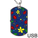 Ladybugs - blue Dog Tag USB Flash (Two Sides) 