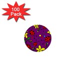 Ladybugs - purple 1  Mini Buttons (100 pack) 