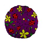 Ladybugs - purple Standard 15  Premium Round Cushions