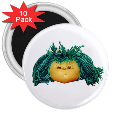 Angry Girl Doll 3  Magnets (10 pack)  from ArtsNow.com Front
