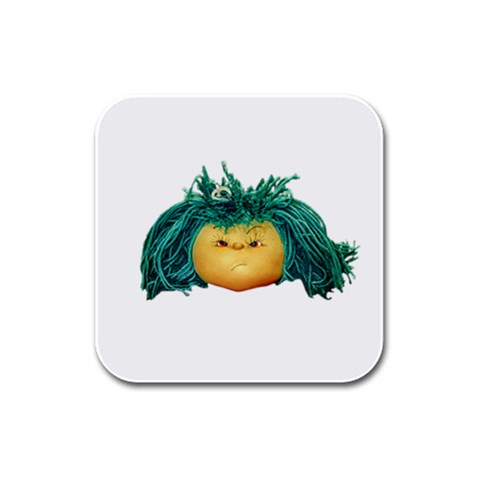 Angry Girl Doll Rubber Square Coaster (4 pack)  from ArtsNow.com Front