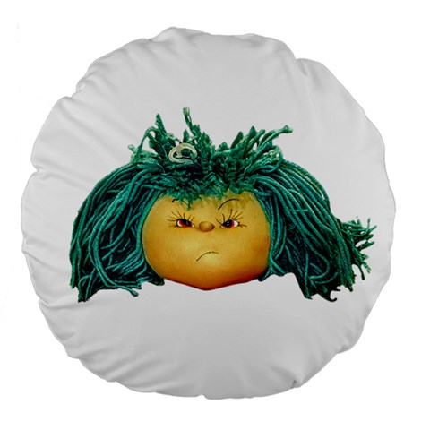 Angry Girl Doll Large 18  Premium Round Cushions from ArtsNow.com Front