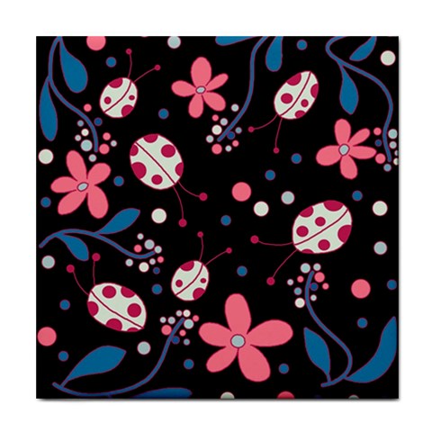 Pink ladybugs and flowers  Tile Coasters from ArtsNow.com Front