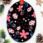 Pink ladybugs and flowers  Ornament (Oval) 