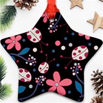 Pink ladybugs and flowers  Ornament (Star) 