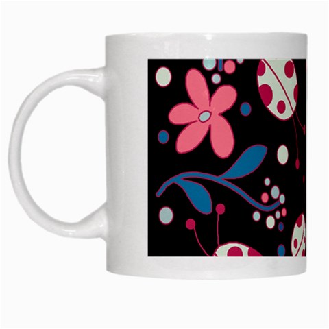 Pink ladybugs and flowers  White Mugs from ArtsNow.com Left