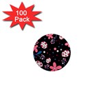 Pink ladybugs and flowers  1  Mini Magnets (100 pack) 