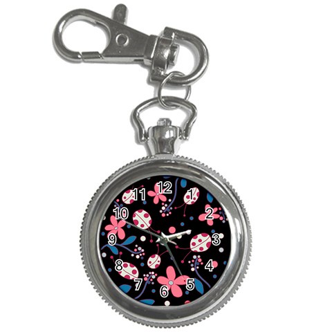 Pink ladybugs and flowers  Key Chain Watches from ArtsNow.com Front