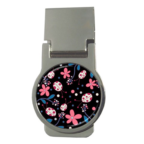 Pink ladybugs and flowers  Money Clips (Round)  from ArtsNow.com Front
