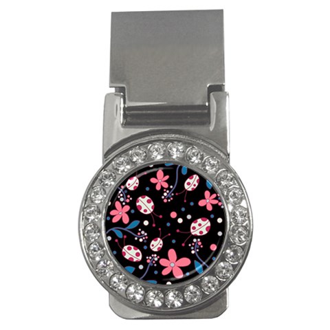 Pink ladybugs and flowers  Money Clips (CZ)  from ArtsNow.com Front