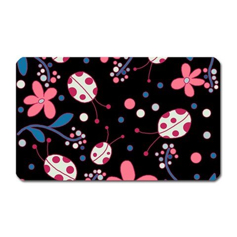 Pink ladybugs and flowers  Magnet (Rectangular) from ArtsNow.com Front