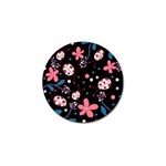 Pink ladybugs and flowers  Golf Ball Marker