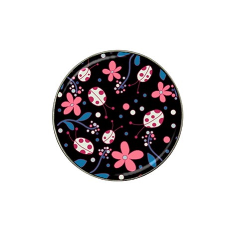 Pink ladybugs and flowers  Hat Clip Ball Marker (4 pack) from ArtsNow.com Front