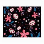 Pink ladybugs and flowers  Small Glasses Cloth