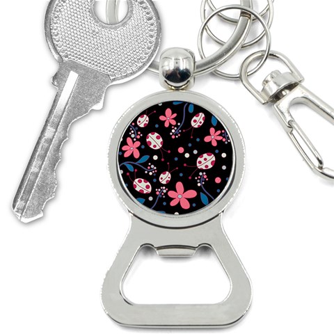 Pink ladybugs and flowers  Button Necklaces from ArtsNow.com Front