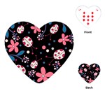 Pink ladybugs and flowers  Playing Cards (Heart) 