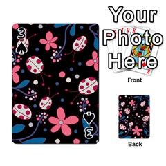 Pink ladybugs and flowers  Playing Cards 54 Designs  from ArtsNow.com Front - Spade3