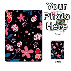 Pink ladybugs and flowers  Playing Cards 54 Designs  from ArtsNow.com Front - Heart10