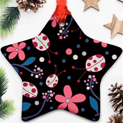 Pink ladybugs and flowers  Star Ornament (Two Sides)  from ArtsNow.com Back
