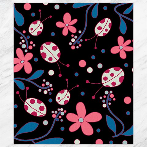 Pink ladybugs and flowers  Canvas 8  x 10  from ArtsNow.com 8.15 x9.66  Canvas - 1