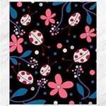 Pink ladybugs and flowers  Canvas 8  x 10 