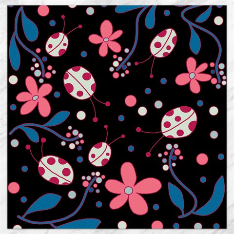 Pink ladybugs and flowers  Canvas 12  x 12   from ArtsNow.com 11.4 x11.56  Canvas - 1
