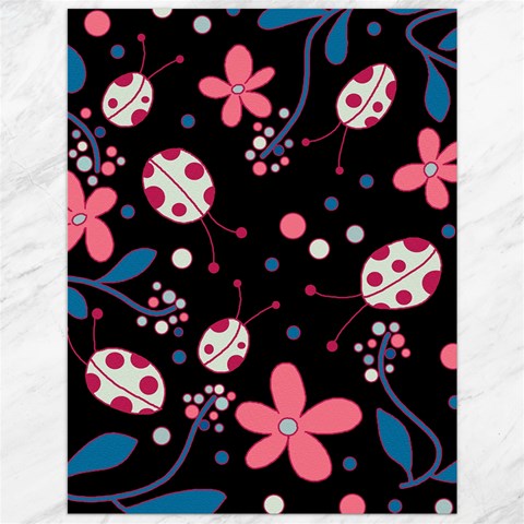 Pink ladybugs and flowers  Canvas 12  x 16   from ArtsNow.com 11.86 x15.41  Canvas - 1