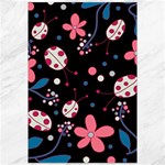 Pink ladybugs and flowers  Canvas 12  x 18  