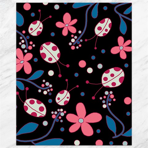 Pink ladybugs and flowers  Canvas 16  x 20   from ArtsNow.com 15.75 x19.29  Canvas - 1