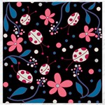 Pink ladybugs and flowers  Canvas 20  x 20  