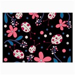 Pink ladybugs and flowers  Large Glasses Cloth
