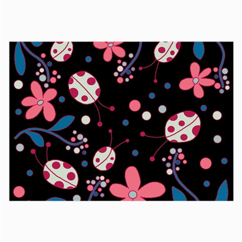 Pink ladybugs and flowers  Large Glasses Cloth (2 Front