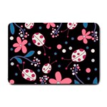 Pink ladybugs and flowers  Small Doormat 