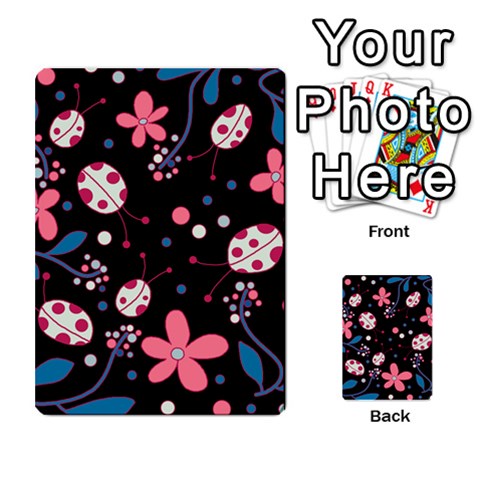 Pink ladybugs and flowers  Multi Back 46