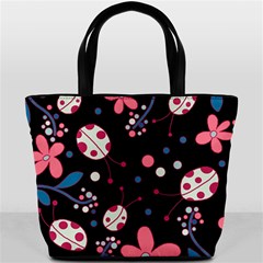 Pink ladybugs and flowers  Bucket Bags from ArtsNow.com Back