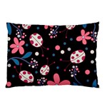 Pink ladybugs and flowers  Pillow Case