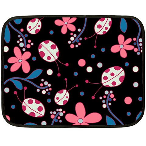 Pink ladybugs and flowers  Double Sided Fleece Blanket (Mini)  from ArtsNow.com 35 x27  Blanket Front