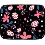 Pink ladybugs and flowers  Double Sided Fleece Blanket (Mini) 