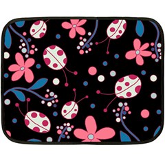 Pink ladybugs and flowers  Double Sided Fleece Blanket (Mini)  from ArtsNow.com 35 x27  Blanket Back