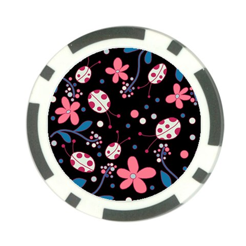 Pink ladybugs and flowers  Poker Chip Card Guards (10 pack)  from ArtsNow.com Front