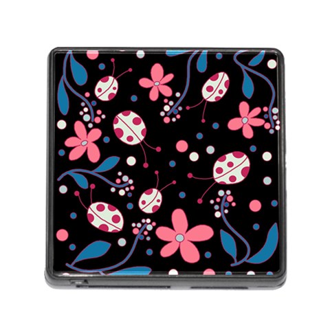 Pink ladybugs and flowers  Memory Card Reader (Square) from ArtsNow.com Front