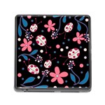 Pink ladybugs and flowers  Memory Card Reader (Square)