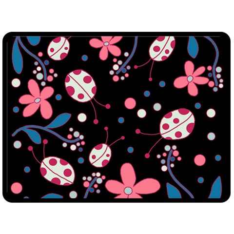 Pink ladybugs and flowers  Fleece Blanket (Large)  from ArtsNow.com 80 x60  Blanket Front