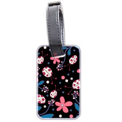 Pink ladybugs and flowers  Luggage Tags (Two Sides) from ArtsNow.com Front