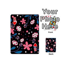 Pink ladybugs and flowers  Playing Cards 54 (Mini)  from ArtsNow.com Front - Heart5