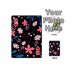Pink ladybugs and flowers  Playing Cards 54 (Mini)  from ArtsNow.com Front - Heart10