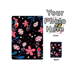 Pink ladybugs and flowers  Playing Cards 54 (Mini)  from ArtsNow.com Front - Diamond2
