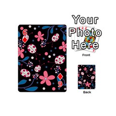 Pink ladybugs and flowers  Playing Cards 54 (Mini)  from ArtsNow.com Front - Diamond6