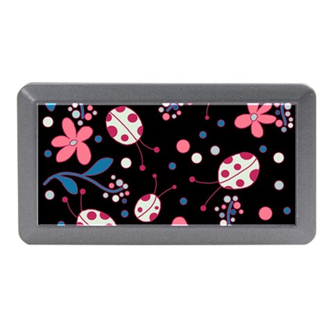 Pink ladybugs and flowers  Memory Card Reader (Mini) from ArtsNow.com Front