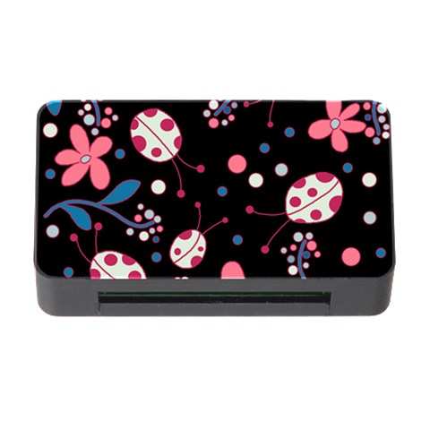 Pink ladybugs and flowers  Memory Card Reader with CF from ArtsNow.com Front